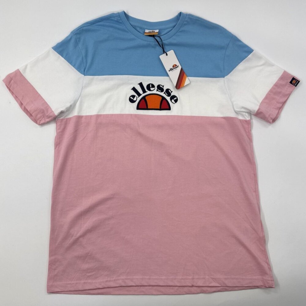 ellesse T Shirt Womens XL Raised Logo Pink Short Sleeve Sport International NEW